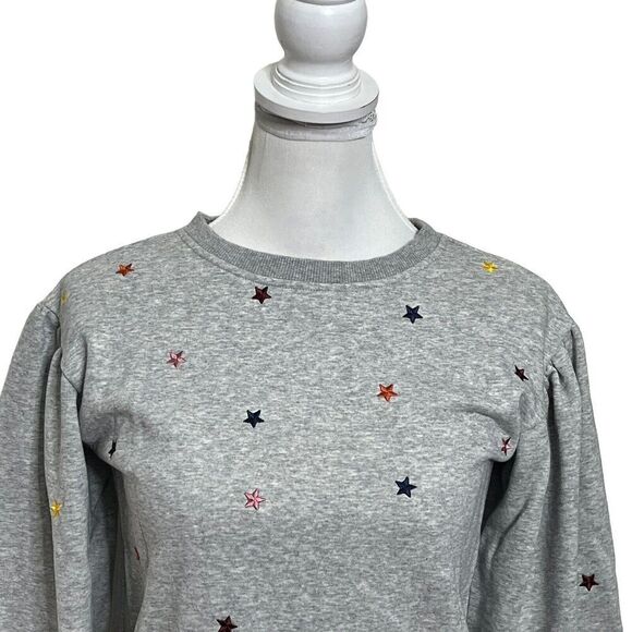 AG Adriano Goldschmied Girls Gray Star Embroidered Sweatshirt Big Kids M - Picture 2 of 9